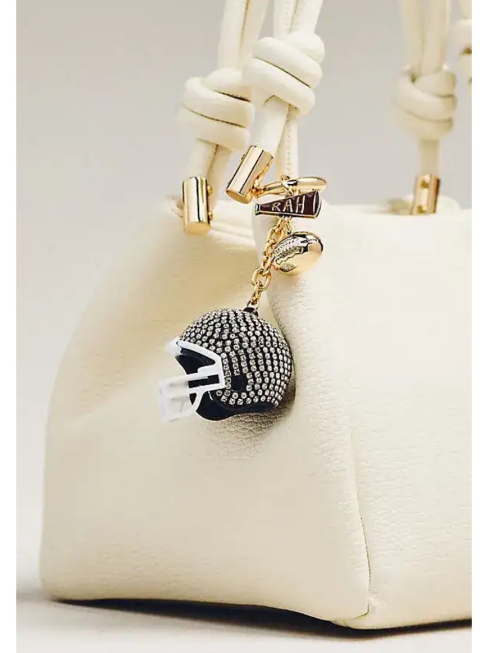Anthropologie Cream and Black Rhinestone Helmet Bag Charm